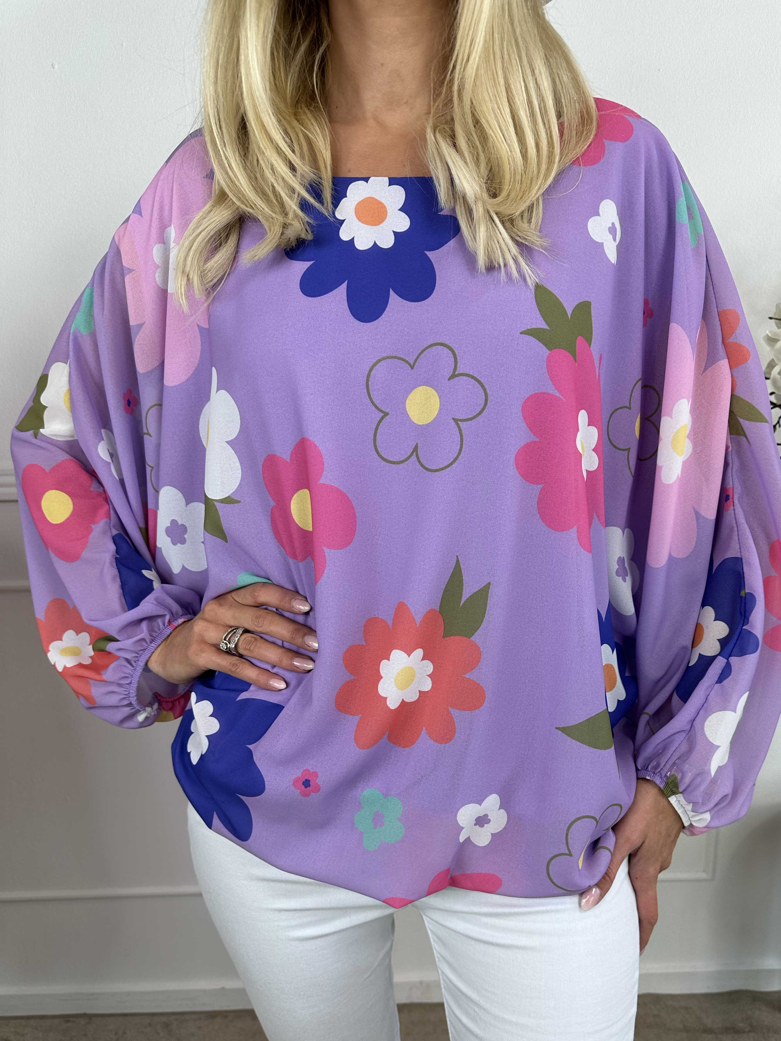 Destiny Flower - Bluse i chiffon med blomstermotiver